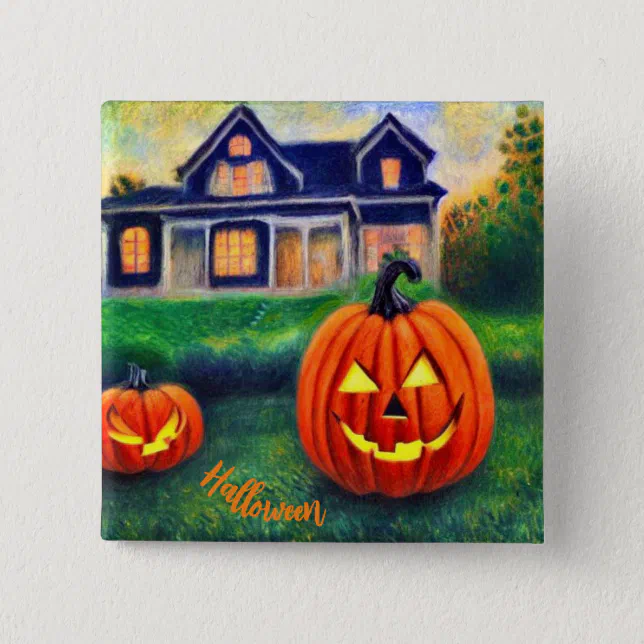 Halloween pumpkins illuminated button