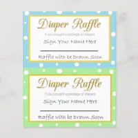 Diaper Raffle Baby Shower Game Blue and Green Flyer