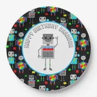 Personalized Boy's Birthday Robot  Paper Plates