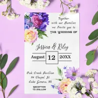 Pretty Purple Flowers Floral Wedding Elegant Invitation