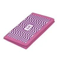 Monogram Purple & White Wavy Stripes Psychedelic Trifold Wallet