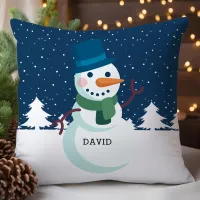 Snowman Dad Personalized Name Christmas Holiday Throw Pillow