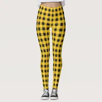 Yellow Rustic Buffalo Plaid Lumberjack Check Leggings