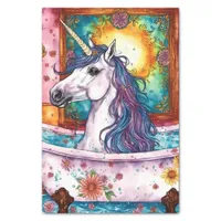 Unicorn Relaxing in a Bathtub Decoupage Tissue Paper