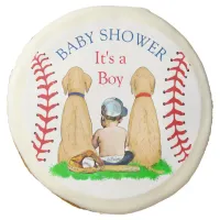 Boy's Baseball Themed Baby Shower 2 Labs and Baby Sugar Cookie