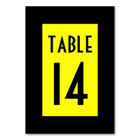 Black and Yellow Numbered Table Number