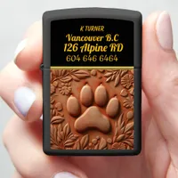 Paw Print Tile With Floral Design Zippo Lighter