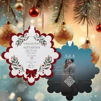 Modern Photo Christmas Wedding Invitation Ornament