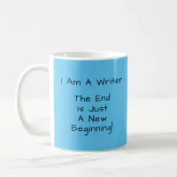 Pretty Blue Writer's Quote Author Writer Gift Coffee
