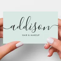 Modern Girly Pastel Mint Minimalist Calligraphy Business Card