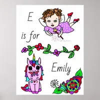 Personalized this Pretty Purple Fairy and Unicorn Poster