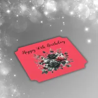 Happy 50th Birthday Red and Black Roses | Paper Coaster