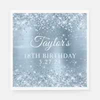 Glittery Light Blue Foil 18th Birthday Napkins