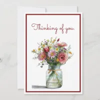 Thinking of You Watercolor Daisies in a Jar