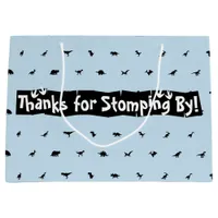 Sky Blue Dinosaur Favor Bags: Black Dino Print Large Gift Bag