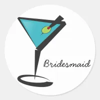 Fun Aqua Martini Classic Round Sticker