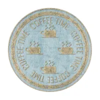 Coffee Time Gold on Pastel Blue Cutting Board