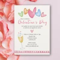 Galentine's Day Watercolor Hearts Invitation