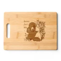 Woman Hugging Poodle With Flowers Cutting Board