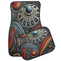 Alien Spacecraft Design Exploration Car Floor Mat