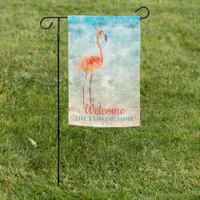 Watercolor Pink Flamingo | Tropical Welcome Garden Flag