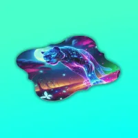 Moon and Panther Holographic Neon Colorful | Paper Coaster