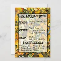 Gourds Pumpkins and Cat Halloween Party Invitation