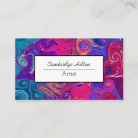 Pink and Purple Marble Modern Abstract Fluid Art   Business Card