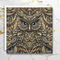 Steampunk Metal Gears and Owl  Card