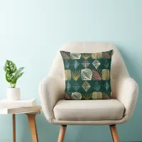 Bold Caribbean Tribal Mudcloth: Boho Teal Throw Pillow