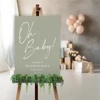 Modern Sage Green Oh Baby Baby Shower Welcome Foam Board