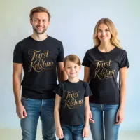 Trust in Krishna Elegant Script Black T-Shirt