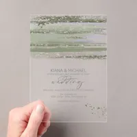 Abstract Paint Strokes Wedding V3 ID886 Acrylic Invitations