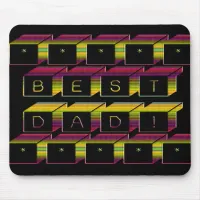 Best Dad Blocks Text Brown & Yellow Mouse Pad