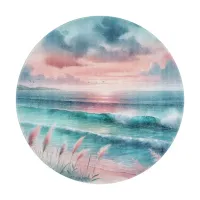 Beautiful Ocean Scene in Pink and Blue Cutting Board