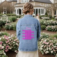 Pink retro pattern in trendy style, cool  denim jacket