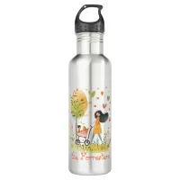 Mom and Twins on Stroller Stainless Steel Water Bottle