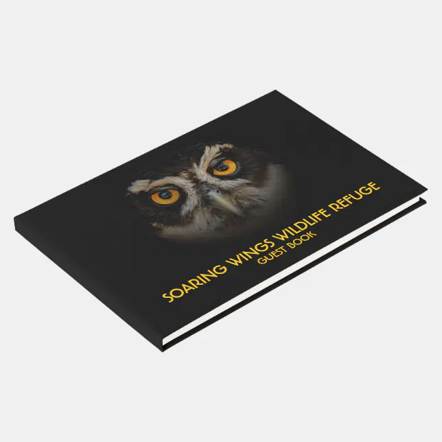 Mesmerizing Golden Eyes of a Spectacled Owl Guest Book