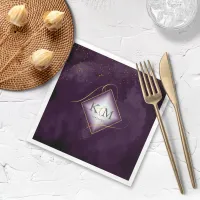 Fine Lines Gold Abstract Wedding V2 Plum ID867 Napkins