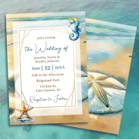 Soft Pastel Ocean Coastal Sand dollar Wedding  Invitation