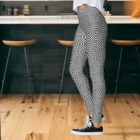 Black and White Optical Illusion Mosaic Pattern Leggings