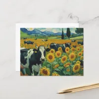 Black Spotted Cows a Faux Van Gogh Postcard