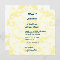 Yellow Damask Background Bridal Shower Invitation