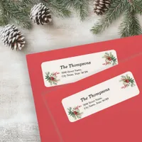 Simple Watercolor Botanical Holiday Return Address Label