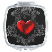 Red Goth Heart Compact Mirror