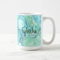 Personalized Blue, Turquoise Sea Waves Bubbles    Coffee Mug