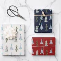 Cute Christmas trees doodle Wrapping Paper Sheets