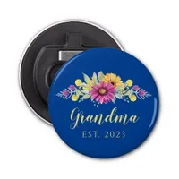 New Grandma Elegant Flowers Blue Bottle Opener