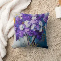 Pretty Vintage Purple Flowers Throw Pillow