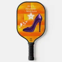 Purple Glitter High Heel Shoe on Orange | Pickleball Paddle